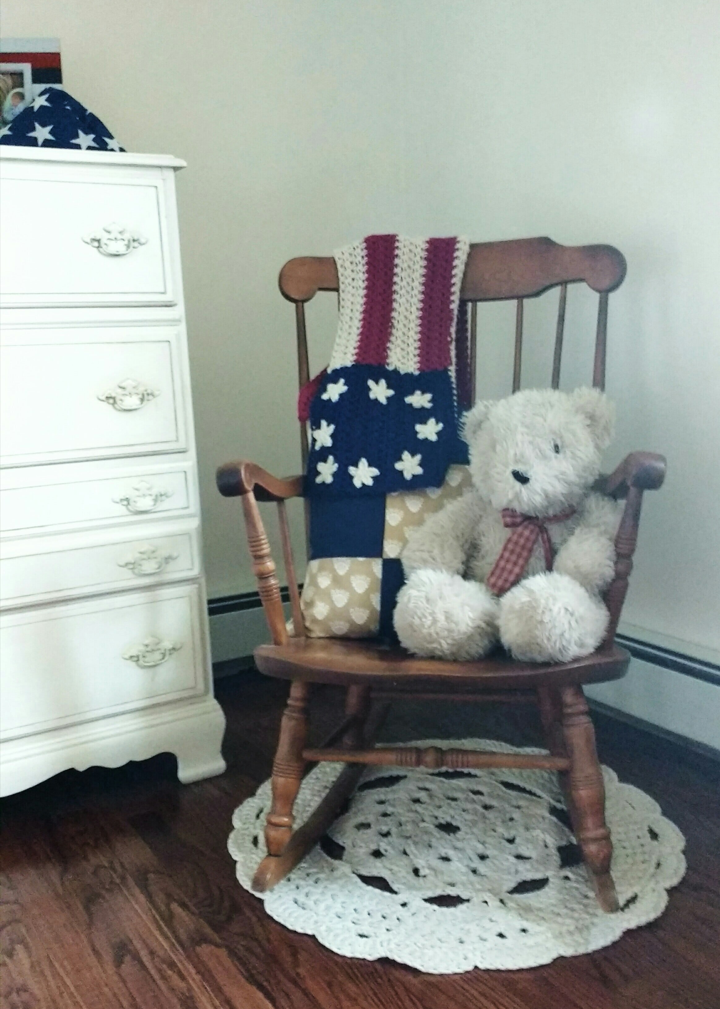 Doily Rug under Rocking Chair Joyfully Treasured