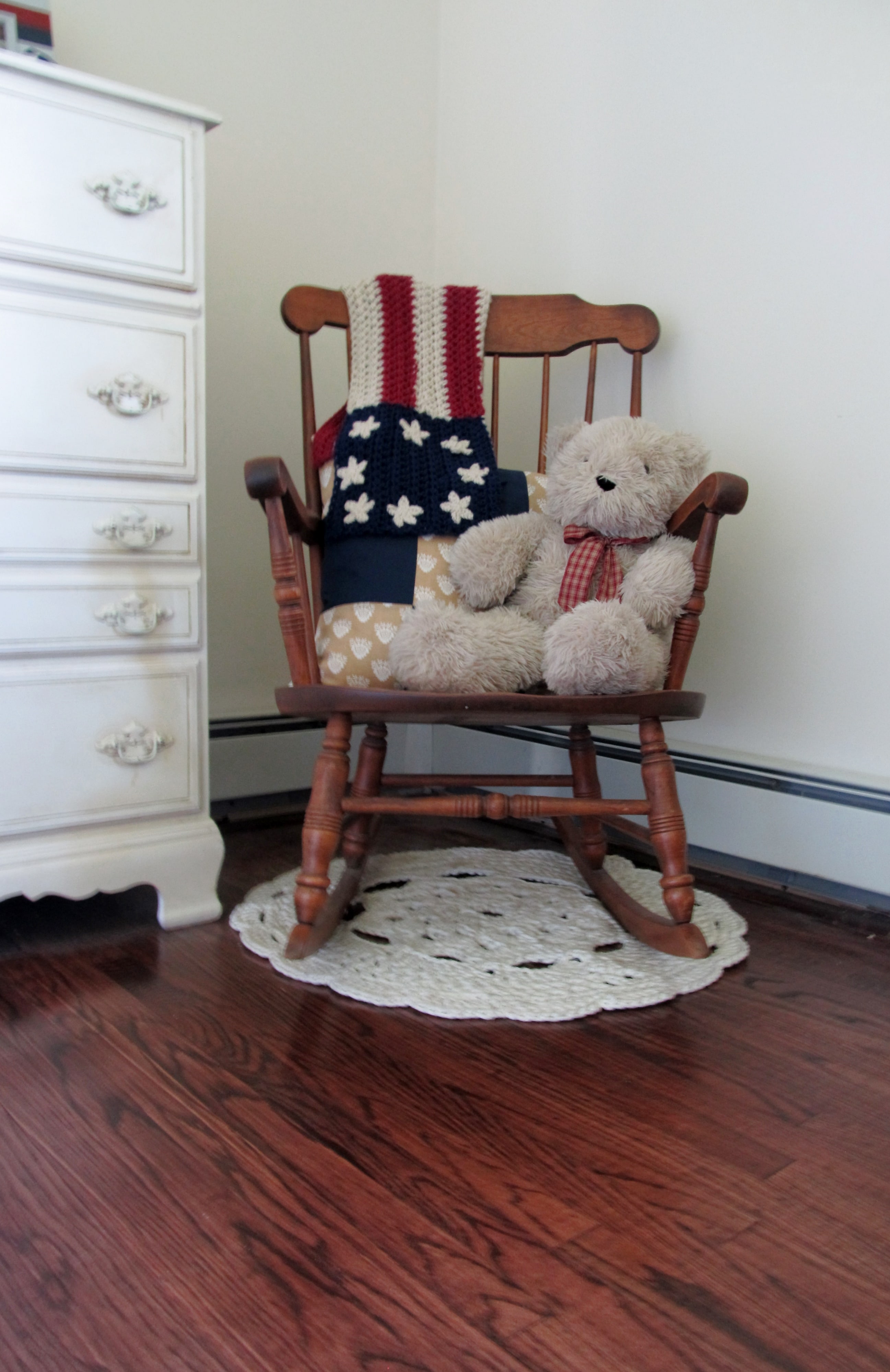 Doily Rug under Rocking Chair Joyfully Treasured