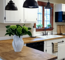 kitchen with butcher block countertops