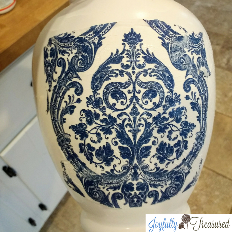 Decoupage Vases with Napkins, Blue and White Chinoiserie Vase Inspired