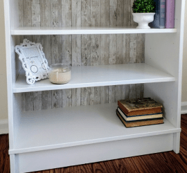 Paint over laminate shelves with BIN primer and latex paint. Easy DIY IKEA furniture flip using contact paper! #diy #makeover #furnitureflips #furnituremakeover #beforeandafter #ikeamakeover