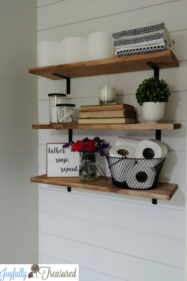 Farmhouse Shelves Above the Toilet (for less than 20!) Joyfully