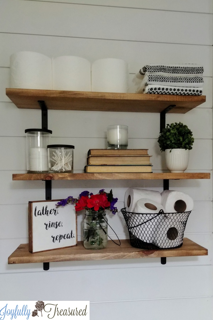 Farmhouse Shelves Above the Toilet (for less than $20!) - Joyfully