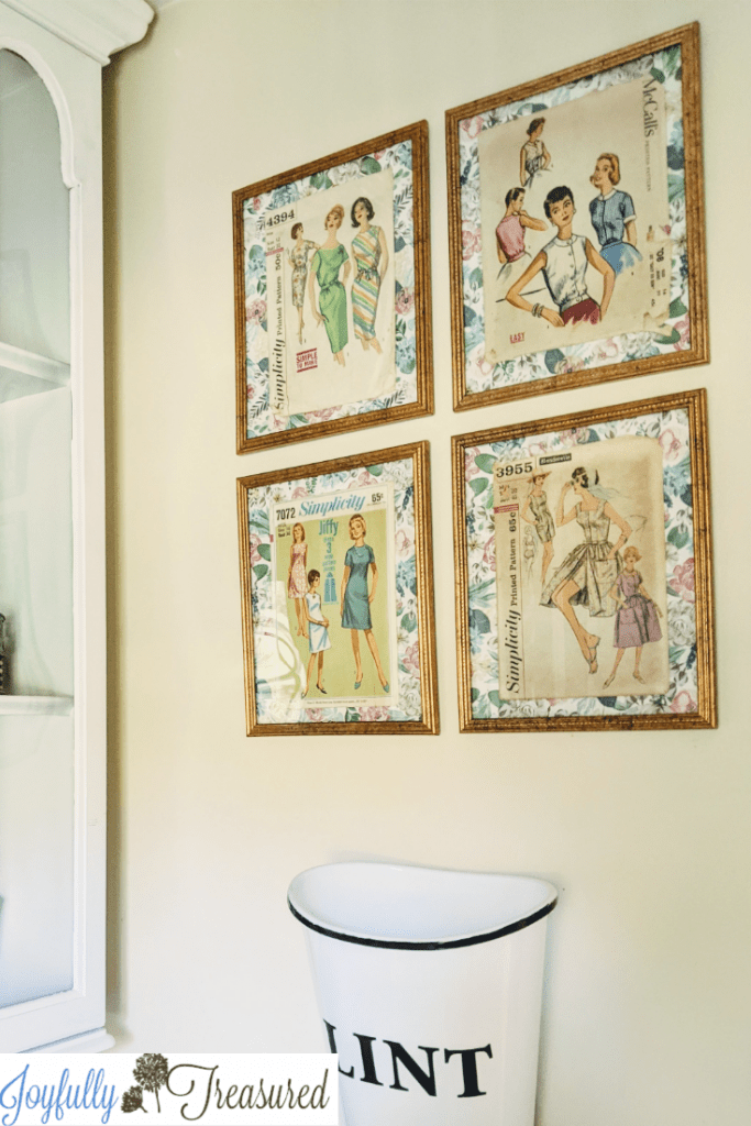 Fashion Wall Art with Vintage Sewing Patterns and Vintage Sheets