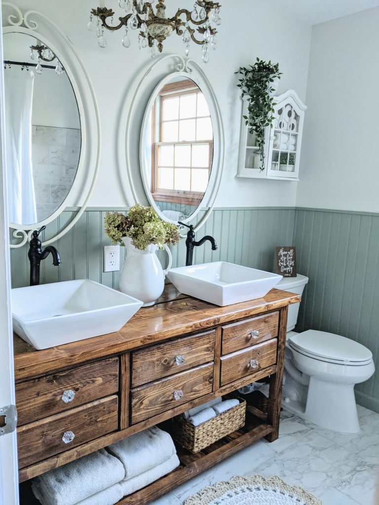 Vintage Chic Small Bathroom Remodel, Budget Friendly Before and After  Reveal - Joyfully Treasured, image size:768x1024