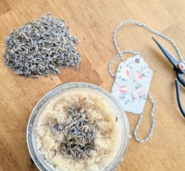 DIY Lavender peppermint body scrub, simple sugar scrub recipe