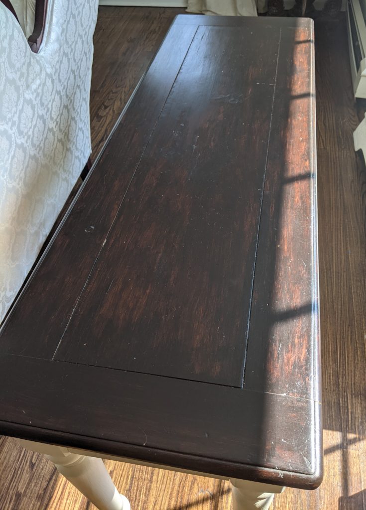 dark wooden table surface