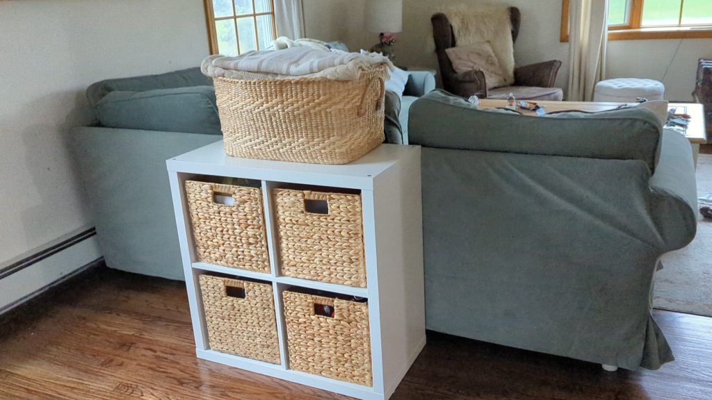 cube basket toy storage in living room