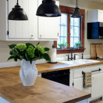 kitchen with butcher block countertops