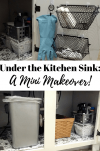 An under the kitchen sink organization makeover for our farmhouse kitchen with dollar tree supplies. Quick and easy home diy project