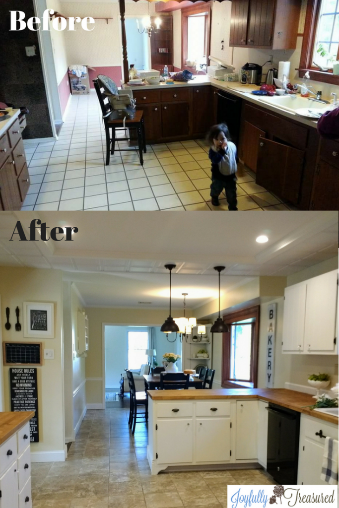 dated 1960s kitchen renovation on a budget. Farmhouse kitchen makeover ideas and inspiration. #homediy #kitchenmakeover #beforeandafter #remodels #farmhousekitchen