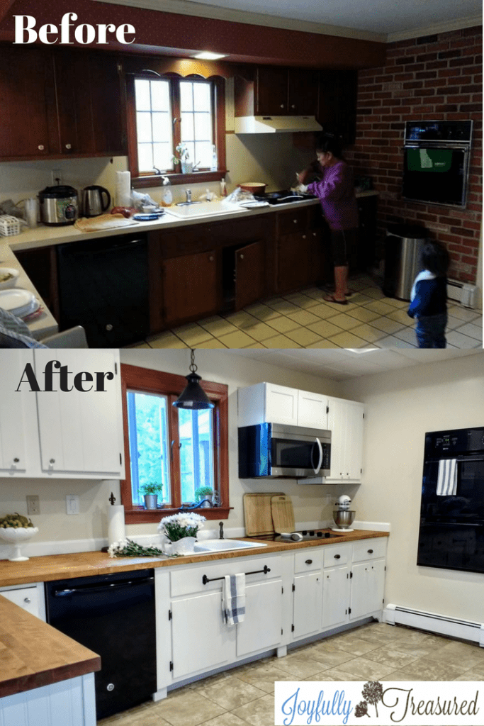 Farmhouse Kitchen Makeover On A Budget, Diy Kitchen Cabinet Makeover Before And After