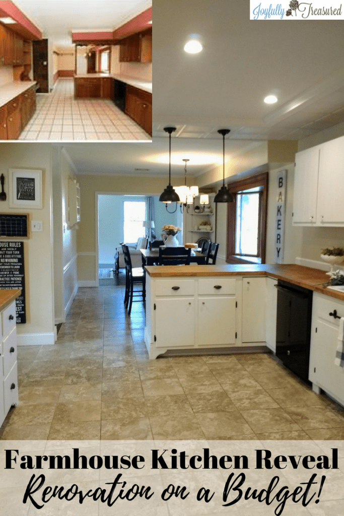 Our kitchen remodel before and after! All about the DIY portion of our kitchen renovation,as well as all the ways we saved money on our budget kitchen remodel.