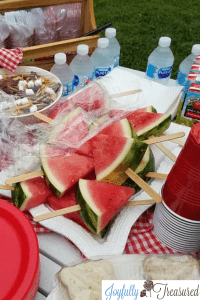 Make simple watermelon on popsicle sticks for an easy kids picnic snack idea