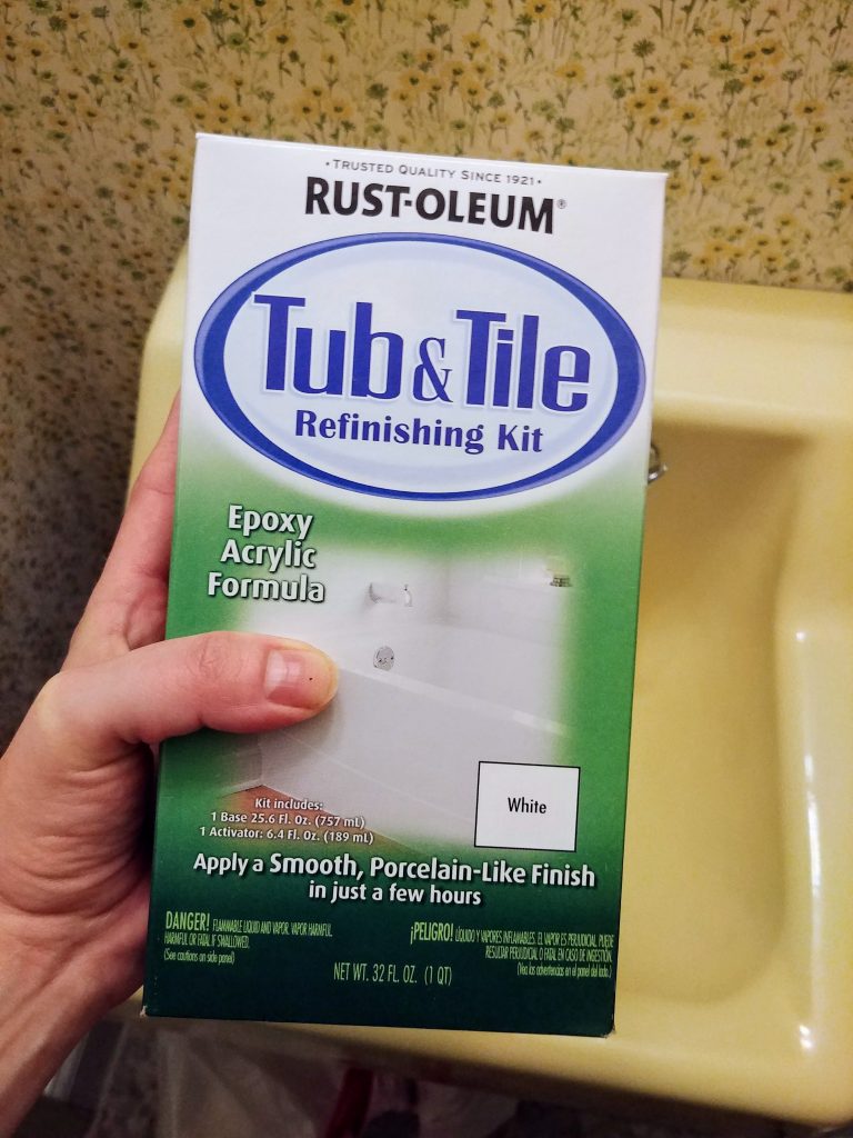paint the dated bathroom sink with rustoleum tub and tile paint kit