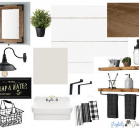 1960's Powder Room Makeover $100 Room Challenge Mood Board