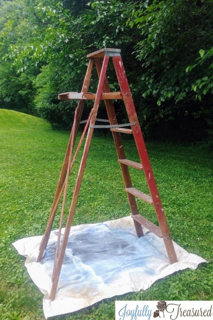 Old Wooden Ladder Shelf Simple