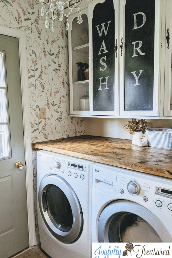 DIY vintage chic laundry room makeover for the $100 room challenge