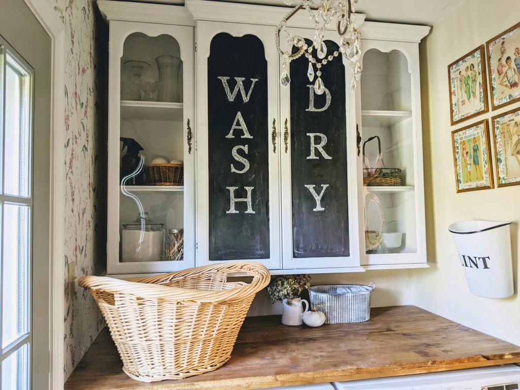 Over Washer Dryer Storage Idea: Mount a Hutch Top to the Wall