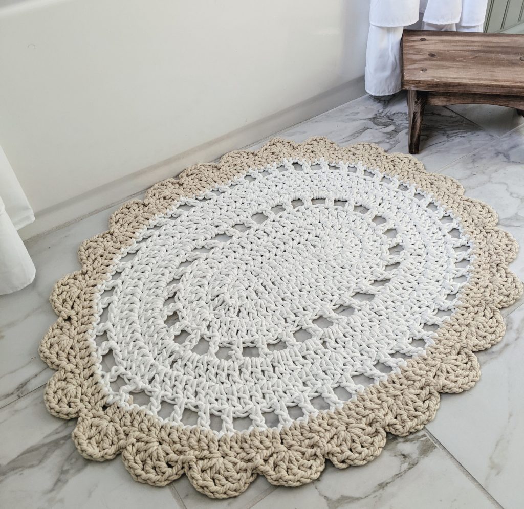 how to crochet an oval bath mat, free oval rug crochet pattern