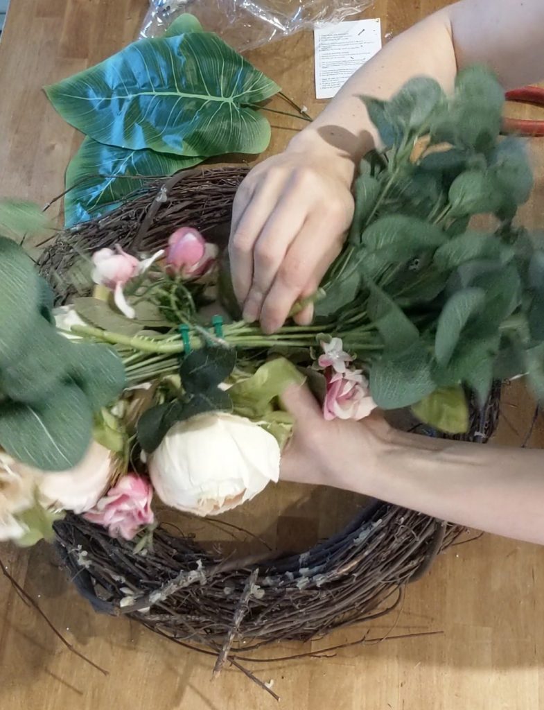 use a swag to create a spring floral wreath quickly and easily.