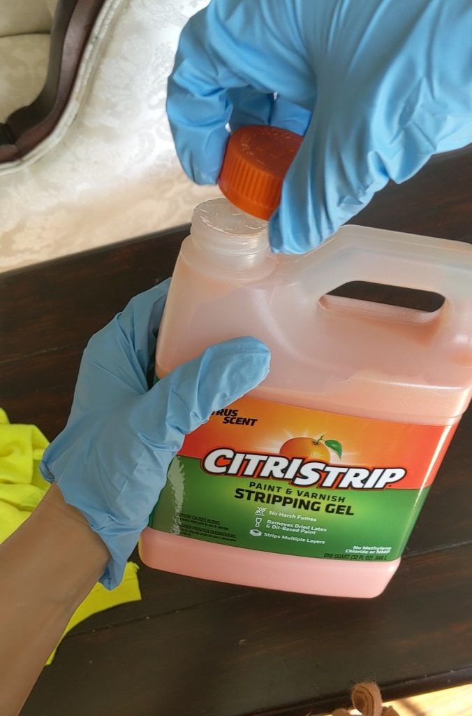 stripping a table with citristrip, lighten dark wood
