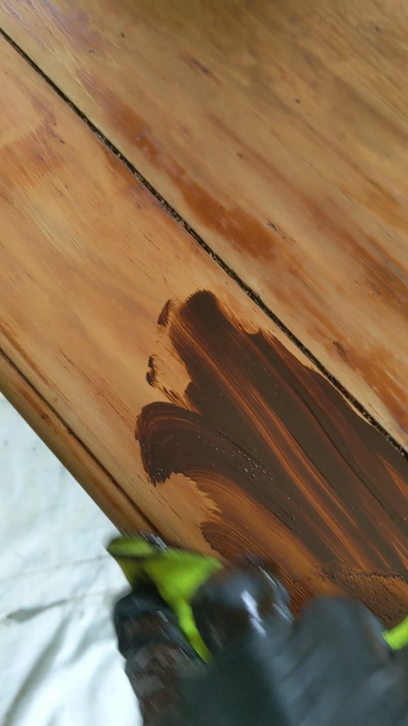 refinishing a table with gel stain