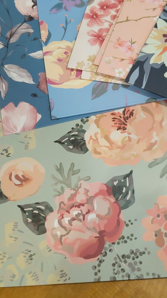 floral file folders, cottage style command center