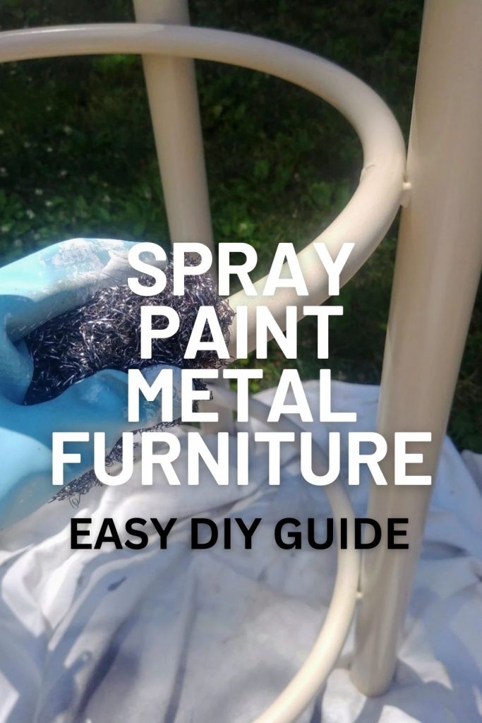 Close-up of prepping for spray painting a metal furniture base for a DIY makeover—easy, budget-friendly way to refresh metal furniture