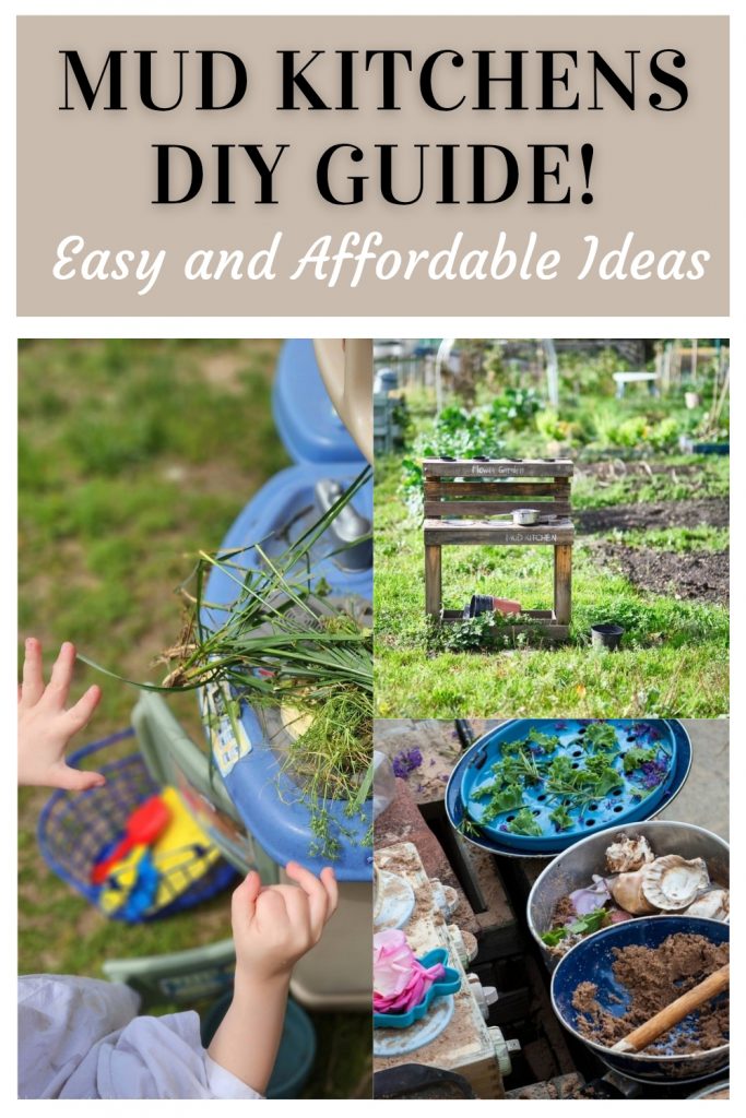 Collection of DIY mud kitchen ideas for kids – creative, budget-friendly outdoor play kitchens made from pallets, and upcycled materials
