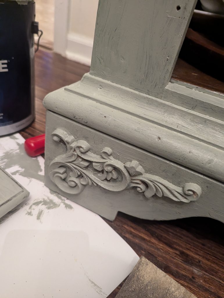 adding appliques to furniture, antique buffet makeover, French cottage style