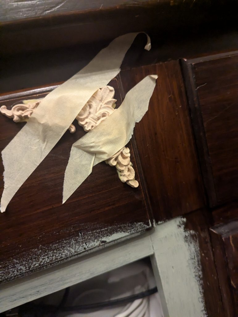 wood appliques for furniture, antique buffet makeover